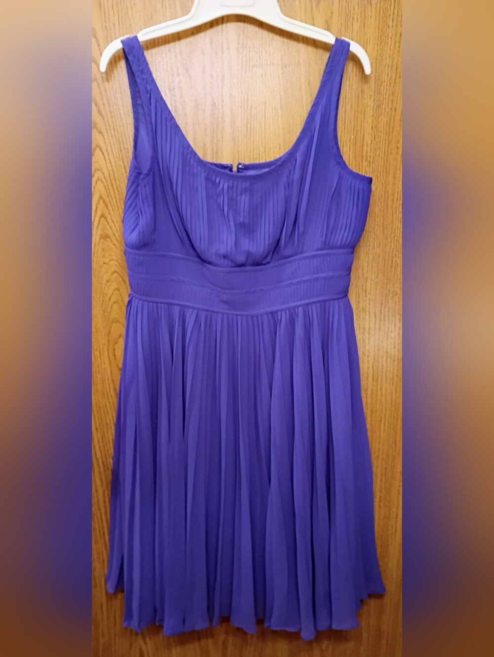 Adrianna Papell Royal Purple Pleated Chiffon Midi Dress